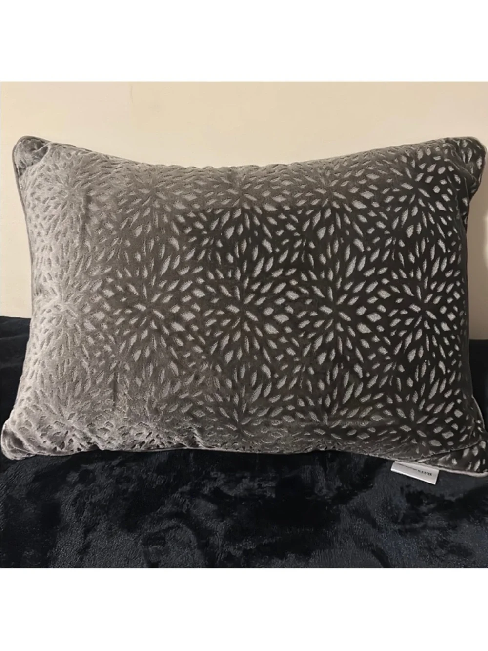 Broyhill Petals Dark Gray Lumbsr Throw Pillow~20in x 14in. x 3in.